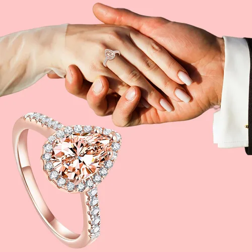 Miniatura 2 de Anillos para mujer, conjunto de diamantes cuadrados de moda, joyería de compromiso de lujo para mujer, regalos para mujer