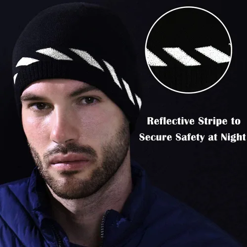 Miniatura 3 de Gorros de vellón para hombre, resistentes al viento, elásticos, de punto de invierno, para exteriores, esquí, correr