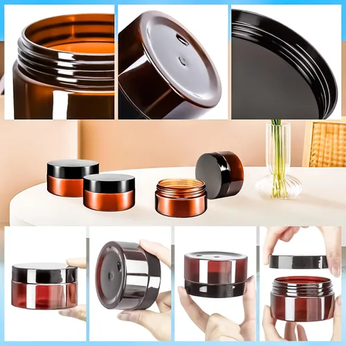 Miniatura 3 de Paquete de 10 tarros de plástico de 4 onzas con tapas, recipientes redondos de 4.2 fl oz para cosméticos, tarros de maquillaje, tarro