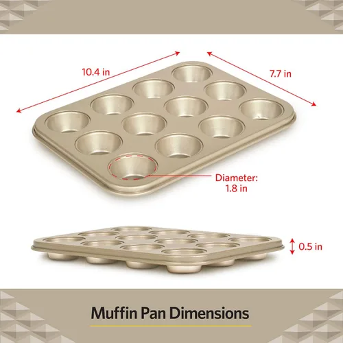 Miniatura 3 de Glad Mini Molde para Muffins Antiadherente - Molde de Metal Extra Resistente para Cupcakes con Pequeños Moldes para Hornear, Mini 12 Cavidades