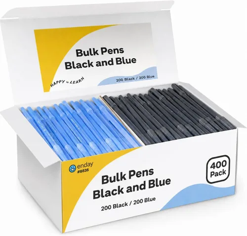 Miniatura 9 de Enday Bolígrafos (paquete de 60) 30 bolígrafos azules y 30 negros, bolígrafos de tinta a granel, punta media de 0.039 pulgadas, bolígrafos