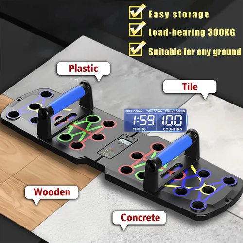 Miniatura 5 de Push Up Board with Counter, Foldable Home Workout Equipment for Men, Portable Pushup Board for Chest, Shoulders, Back & Triceps Training