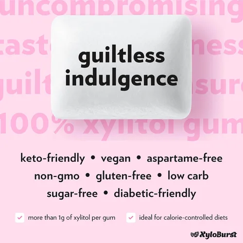Miniatura 6 de XyloBurst Goma de mascar de xilitol, sin azúcar, sin gluten, apto para dieta cetogénica, sin aspartamo, goma de mascar para la salud bucal, goma