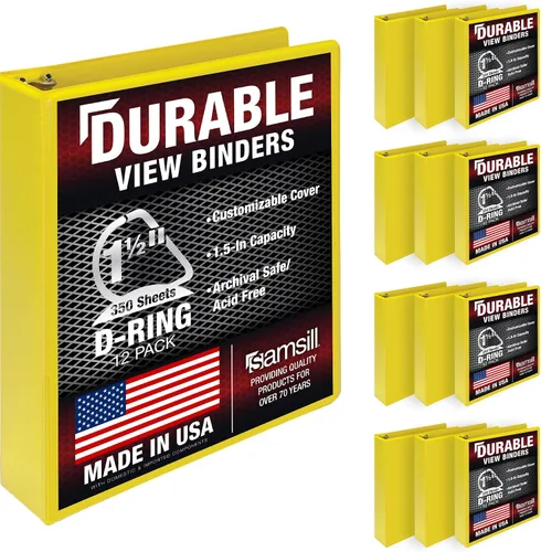 Miniatura 54 de Samsill Carpeta duradera de 1.5 pulgadas, fabricada en los Estados Unidos, carpeta de anillos en D, carpeta transparente personalizable, color rojo