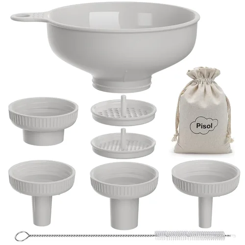 Miniatura 9 de Embudo versátil de boca ancha Pisol, embudos de enlatado para uso en cocina, juego de embudo de cocina de plástico de grado alimenticio con 4