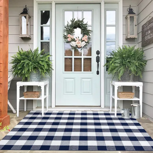 Miniatura 36 de IOHOUZE Alfombra Rayada Gris y Blanca - 27.5" X 43" Tapetes para Puerta Delantera al Aire Libre, Alfombra Lavable para Decoración de Porche