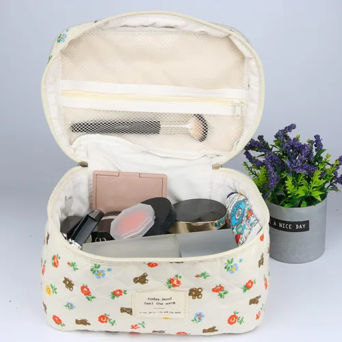 Miniatura 2 de Bolsas de cosméticos para mujer, bonita bolsa de maquillaje floral, organizador de almacenamiento de maquillaje, bolsas de aseo de viaje, bolsas