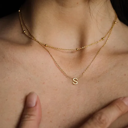 Miniatura 2 de IEFWELL Delicados collares con inicial para mujeres y niñas, chapado en oro de 14 quilates, collar de letra A-Z, collar minimalista con monograma
