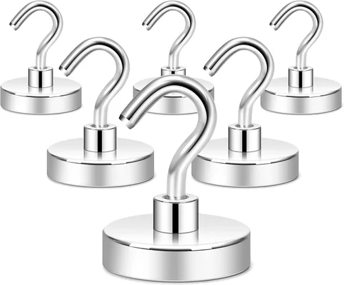 Miniatura 51 de Neosmuk Ganchos magnéticos extrafuertes con resistencia de más de 27 lbs, con imanes de tierras raras resistentes para refrigerador, crucero, Bronce