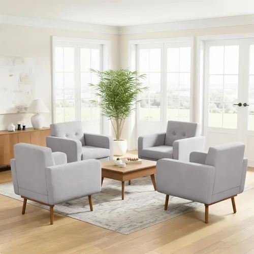Miniatura 23 de HUIMO Leather Accent Chair, Button Tufted Living Room Chairs Easy to Install, Upholstered Arm Chair for Living Room Bedroom Study Office
