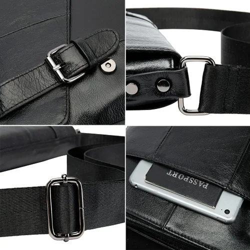 Miniatura 5 de Bolso de hombro pequeño de cuero para hombres y mujeres para viajes al aire libre negocios