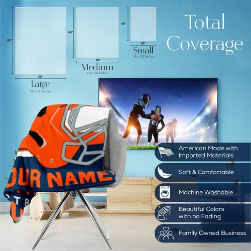 Miniatura 179 de Manta personalizada para fanáticos del fútbol americano – Se envía al día siguiente – Hecha en Estados Unidos – Manta de vellón personalizada
