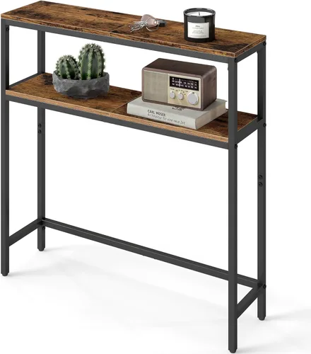 Miniatura 10 de VASAGLE Mesa consola, mesa de sofá estrecha de 2 niveles con 2 estantes, 7.9 x 31.5 x 31.5 pulgadas, para sala de estar, pasillo, entrada, gris
