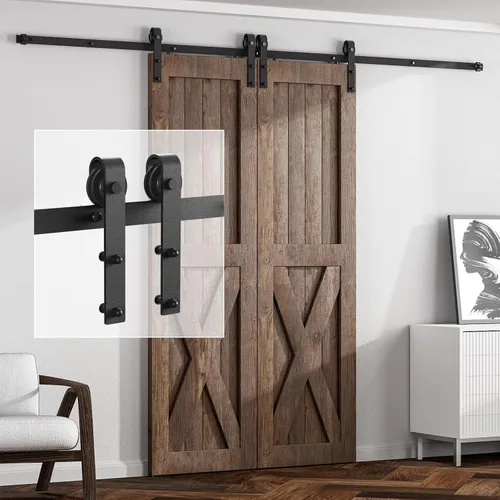 Miniatura 8 de Guía de suelo ajustable para puerta corrediza de granero, guía de suelo de granero montado en la pared, con parte inferior plana al ras (negro)