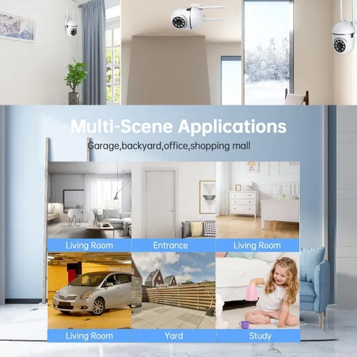 Miniatura 4 de EVERSECU Cámara de seguridad PTZ WiFi para exteriores 1080P, WiFi 5G, seguimiento automático, audio de 2 vías, visión nocturna Spotlight, compatible