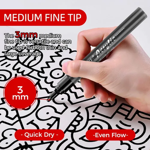 Miniatura 4 de SFAIH Plumones de pintura negros - Juego de 4 marcadores acrílicos de punta media de 2-3 mm para pintar sobre rocas, letras en negrita, elaboración