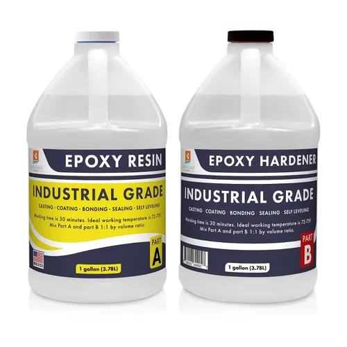 Kit de resina epoxi de 2 galones de grado industrial | Fácil de usar, súper fuerte, brillante, transparente, resistente al agua | para pegar,