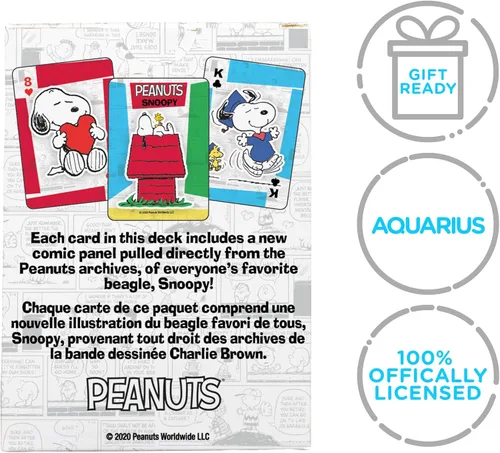 Miniatura 9 de AQUARIUS Peanuts Snoopy - Baraja de cartas con temática de Snoopy para tus juegos de cartas favoritos, mercancía y coleccionables de cacahuetes