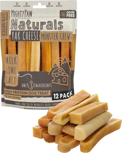 Mighty Paw Golosinas masticables de queso de yak para perros - Golosinas 100% naturales para perros, golosina alta en proteínas con 68 gramos de