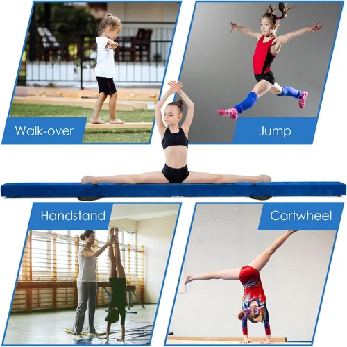 Miniatura 7 de Giantex Haz de equilibrio de 7/8/9 pies, haz de gimnasia plegable con asas de transporte, base de goma antideslizante para niños, haz de gimnasia
