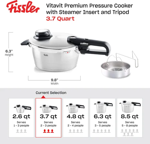 Miniatura 2 de Fissler Vitavit - Olla a presión prémium con inserto de vapor, 3.7 cuartos de galón Acero inoxidable