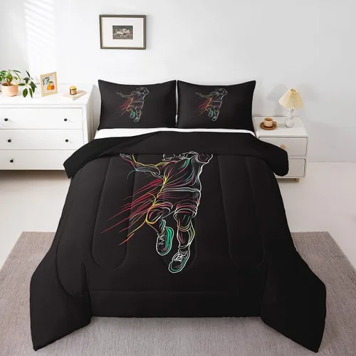 Miniatura 11 de Erosebridal - Juego de edredón completo de baloncesto para niños, juego de ropa de cama deportiva, edredón para atletas de baloncesto, conjuntos