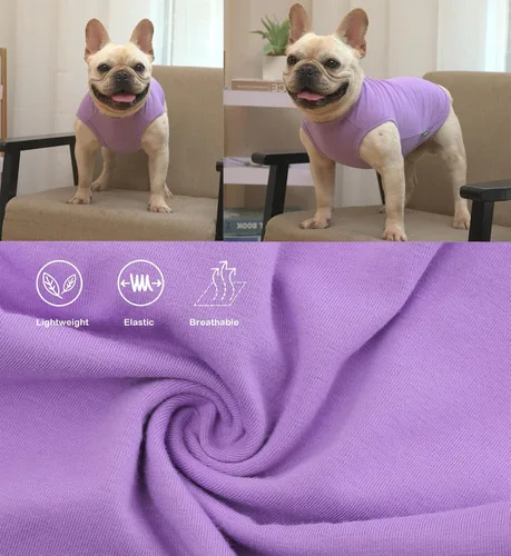 Miniatura 5 de Camisas de algodón en blanco para perros, ropa sencilla para perros medianos, amarillo y púrpura M Amarillo y Purply