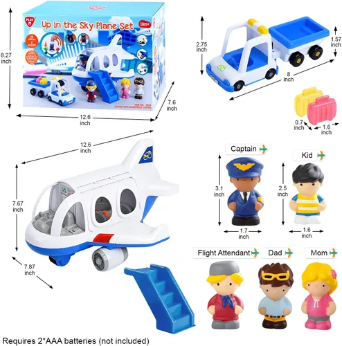 Miniatura 6 de Juguetes de avión PLAY para niños - Juguetes de avión para niños pequeños, aviones de viaje para niños de 2 años en adelante con figuras pequeñas
