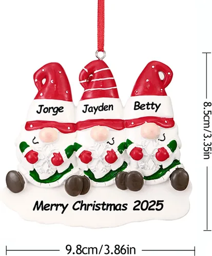 Miniatura 2 de Adornos de Navidad personalizados 2025, familia de 2, 3, 4, 5, 6, gnomo, adorno de Navidad personalizado con nombres, adornos familiares Gnomos
