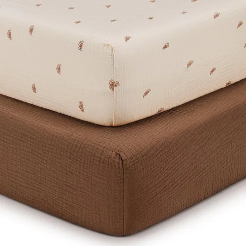 Miniatura 26 de Blissful Diary Sábanas de moisés de muselina para bebés, niñas y niños, de algodón suave bohemio, ajustadas para colchón rectangular ovalado de Sol