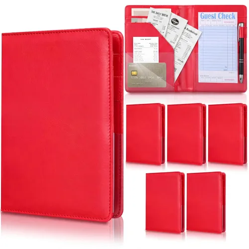 Miniatura 8 de Containlol 6 piezas de libros para camarera, libro de visitas, organizador de dinero de cuero, cartera, organizador de efectivo, cheque, factura