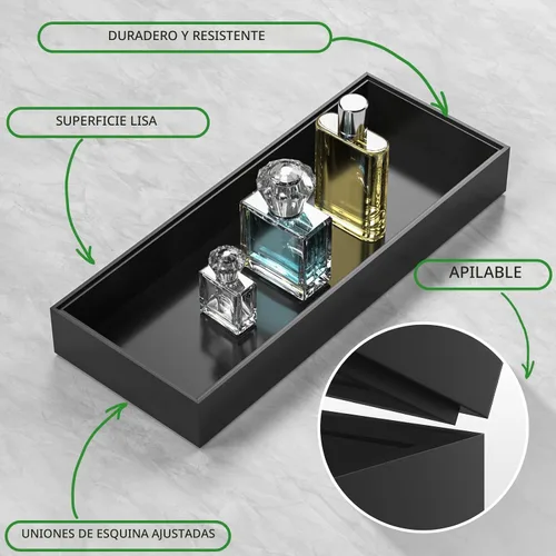 Miniatura 3 de Bandeja para Tanque de Inodoro para Decoración Moderna de Baño Negro, Juego de 2 Organizadores para la Parte Superior del Tanque del Inodoro, Caja