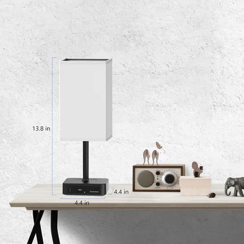 Miniatura 7 de Lámpara de mesa de noche con control táctil y puertos de carga USB C+A, lámpara de escritorio LED con 2 salidas de CA, luz minimalista para mesita