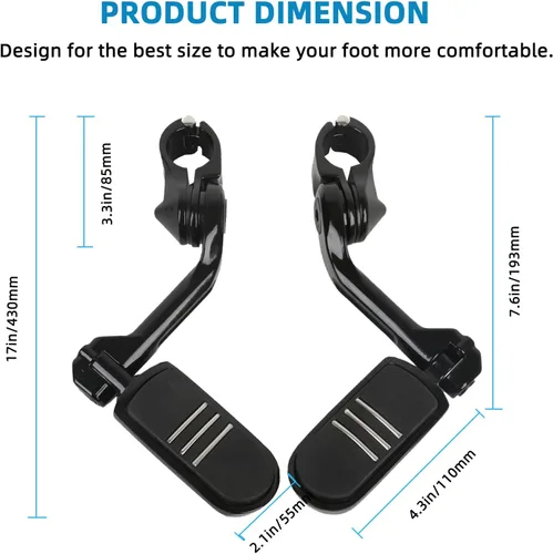 Miniatura 4 de Juego de 2 clavijas delanteras universales compatibles con motocicleta Touring Dyna Peg Mount