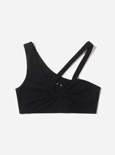 Miniatura 5 de Remidoo Camiseta corta sexy de un hombro para mujer con corte en O sin mangas
