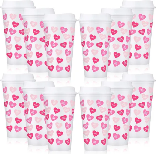 Miniatura 9 de Bokon 12 piezas de tazas de plástico transparente reutilizables de Navidad a granel, 16 oz, tazas de árbol de Navidad de estilo bohemio, tazas
