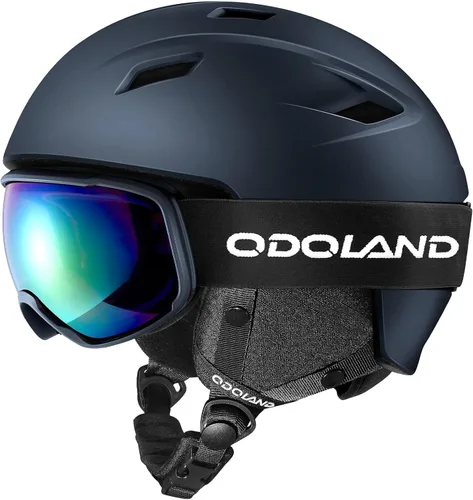 Miniatura 18 de Odoland - Juego de casco de esquí y gafas, gafas de casco de snowboard para hombres, mujeres y jóvenes - Equipo a prueba de golpes y viento