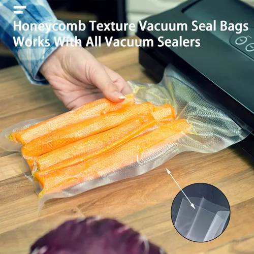 Miniatura 7 de Bolsas de sellado al vacío de 11" x 16" HUISPARK, diseño precortado resistente de grado comercial, bolsa sellable para alimentos apta para sellado