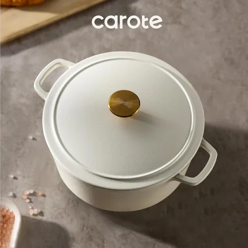 Miniatura 5 de CAROTE Olla de horno holandés de hierro fundido esmaltado de 5 cuartos con tapa, horno holandés de alta resistencia para hornear pan de masa madre