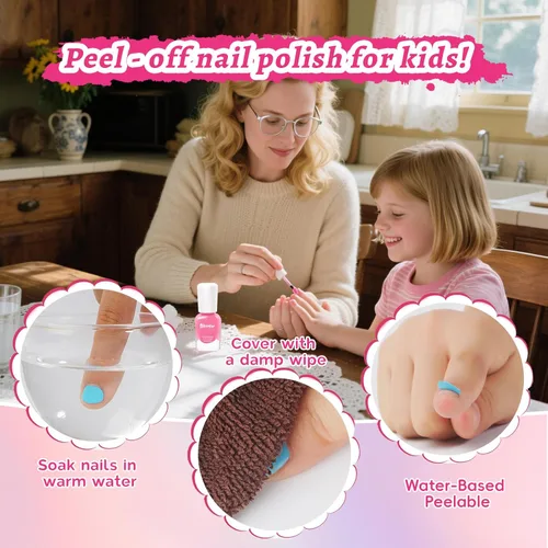 Miniatura 5 de Juego de Esmalte de Uñas de Secado Rápido para Niños, Esmalte de Uñas No Tóxico para Niños Pequeños, Esmalte para Uñas de las Manos Despegable a