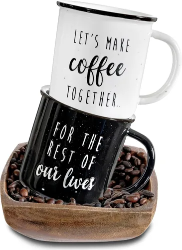 MAINEVENT Juego de Tazas para Parejas "Hagamos Café Juntos" 11 Onzas, Regalo de Boda para Parejas Casadas