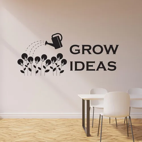 Grow Ideas - Calcomanía de pared de vinilo para oficina, letras inspiradoras para la escuela, la sala de negocios, el aula, bombillas inspiradoras
