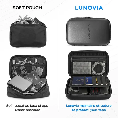 Miniatura 6 de Organizador tecnológico de tamaño medio con bolsas extraíbles: funda de viaje rígida para cables, cargadores y accesorios Organizador