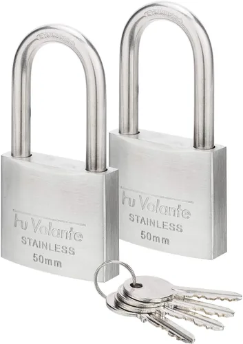 Miniatura 6 de Candado para vaso de acero inoxidable, serie 304 Marine Series, candado resistente a la intemperie para uso en exteriores, cuerpo ancho de 1-1/2