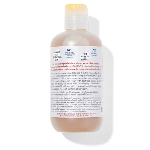 Miniatura 2 de California Baby Champú para bebé súper sensible + lavado de bebé, 100% a base de plantas, gel de baño sin perfume para pieles sensibles