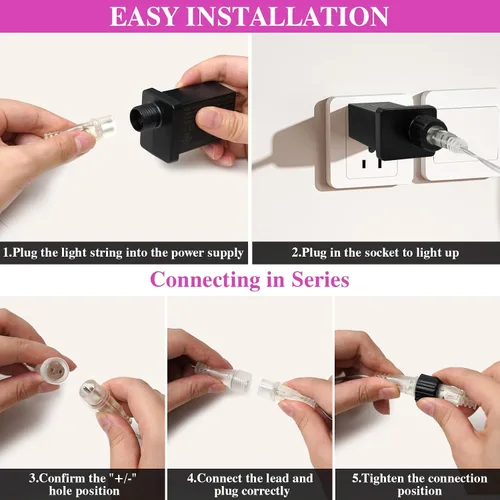 Miniatura 5 de Luces de lluvia de meteoritos, 192 luces LED de lluvia que caen, 8 tubos de 11.8 pulgadas, impermeables, para Navidad, enchufables, luces LED