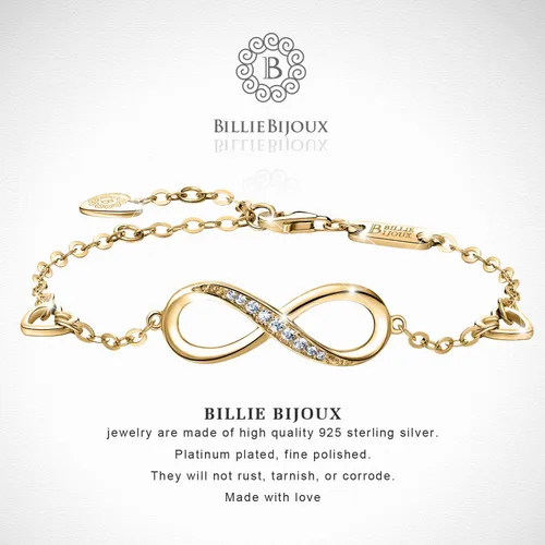 Miniatura 11 de Billie Bijoux Pulsera ajustable de plata de ley 925 con símbolo de amor infinito infinito para mujer