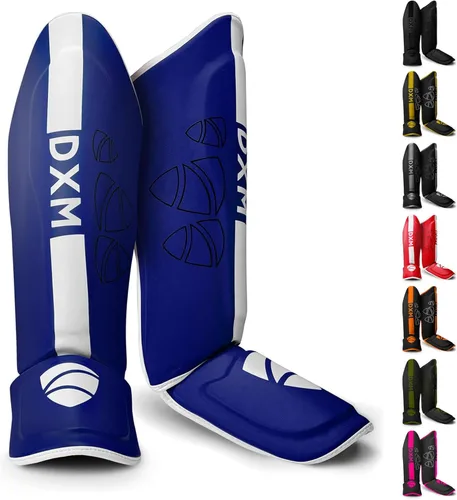 Miniatura 15 de DXM SPORTS Espinilleras de artes marciales kickboxing con protección en el empeine para Muay Thai, boxeo, artes marciales, karate, taekwondo