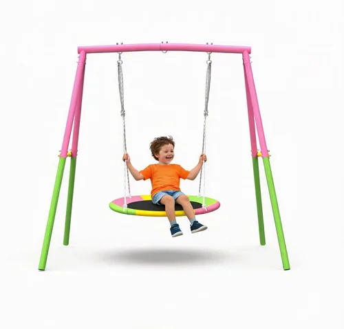 Miniatura 10 de DECORLIFE Juegos de columpios para patio trasero, 700 libras de metal resistente con marco en A para exteriores con columpio de platillo de 32