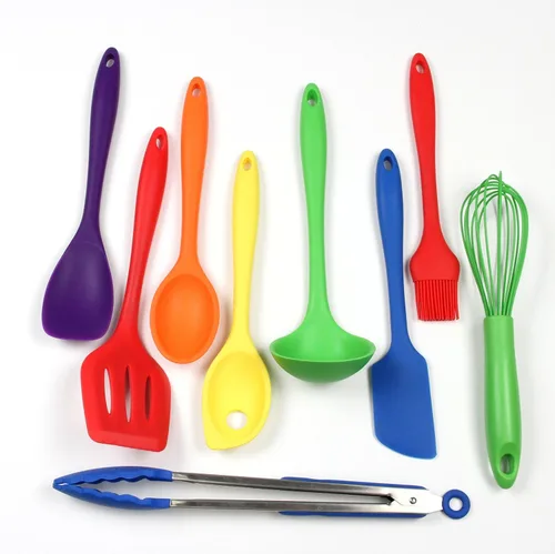 Chef Craft - Juego de utensilios de cocina de silicona de alta calidad de 9 piezas, multicolor (42088)